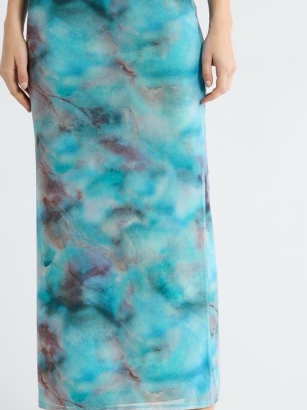 Open Edit Aqua Marble Maxi Skirt